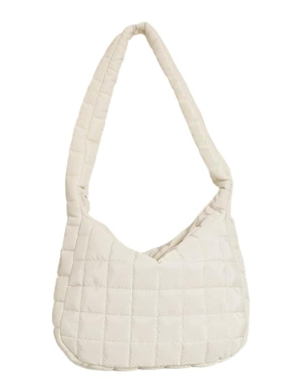 Quilted Puffer Tote Bag Lightweight Nylon Travel Shoulder Bag Zip Pockets